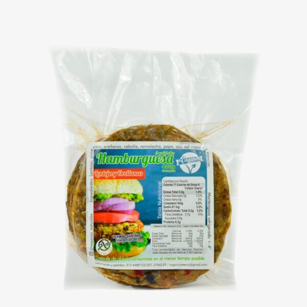 Hamburguesa de Lenteja y Orellana Gluten Free
